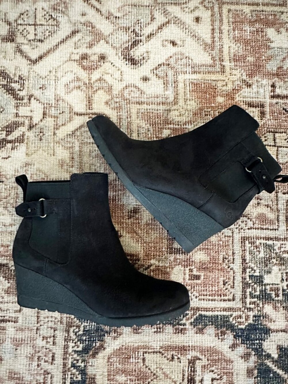 UGG Indra Waterproof Black Wedge Booties - Size 9